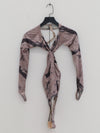 OUDE WAAG 25 Autumn/Winter Knot Stretch Velvet Bodysuit OW-OW-25AW-BD01P2WI018-MHYH Beige Gray Print